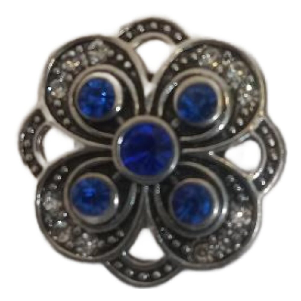 Ginger Snaps Snap Jewelry Blue Clear Rhinestones Charm Silver Tone - Picture 5 of 5